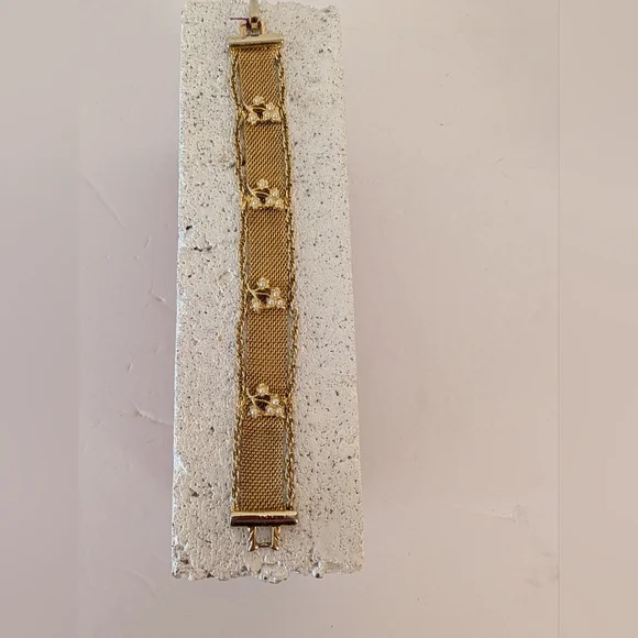 Vintage Bracelet Goldette Gold Faux Pearl Bracelet - Picture 1 of 4